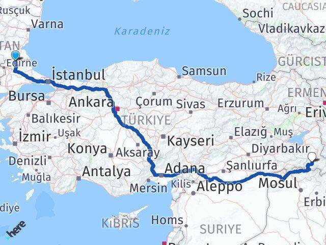 Kırklareli Kofçaz Hakkari Arası Kaç Km - Yol Haritası