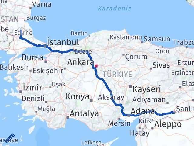 Kırklareli Kofçaz Şanlıurfa Arası Kaç Km - Yol Haritası