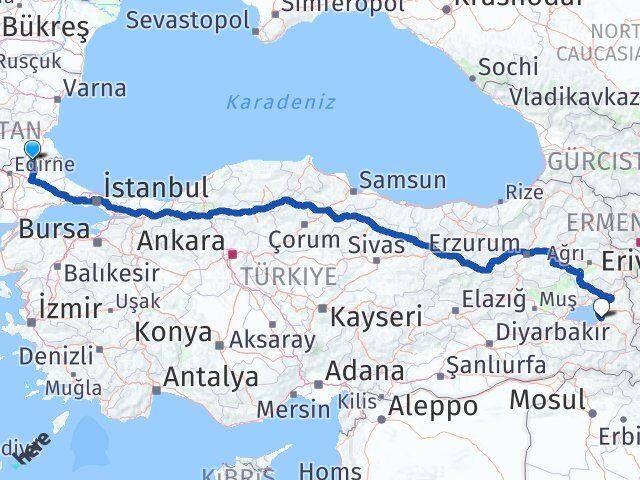 Kırklareli Kofçaz Van Arası Kaç Km - Yol Haritası