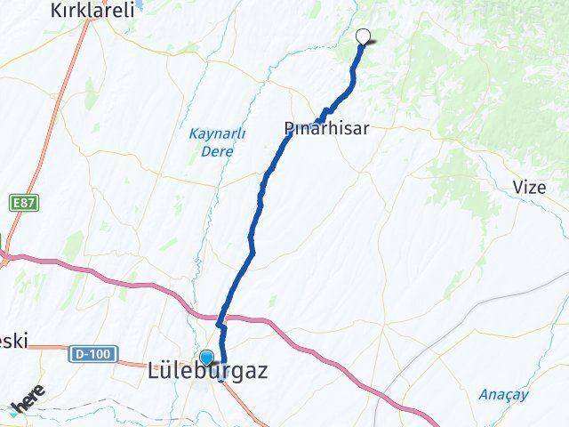 Kırklareli Lüleburgaz Akören Pınarhisar Arası Kaç Km - Yol Haritası