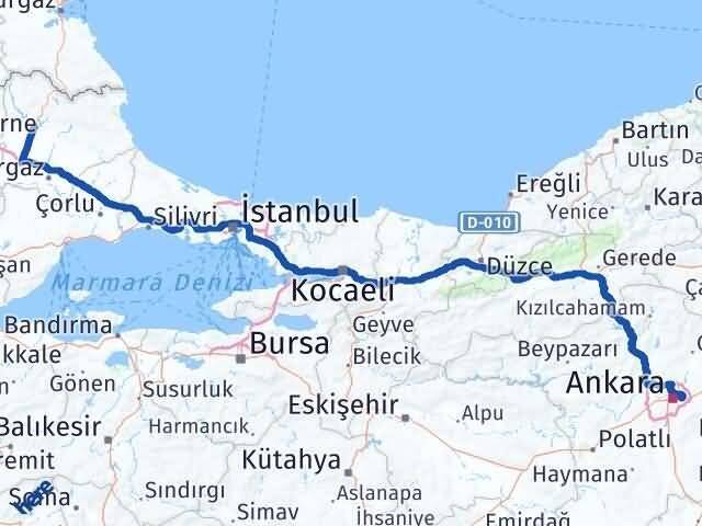 Kırklareli Mamak Ankara Arası Kaç Km - Yol Haritası