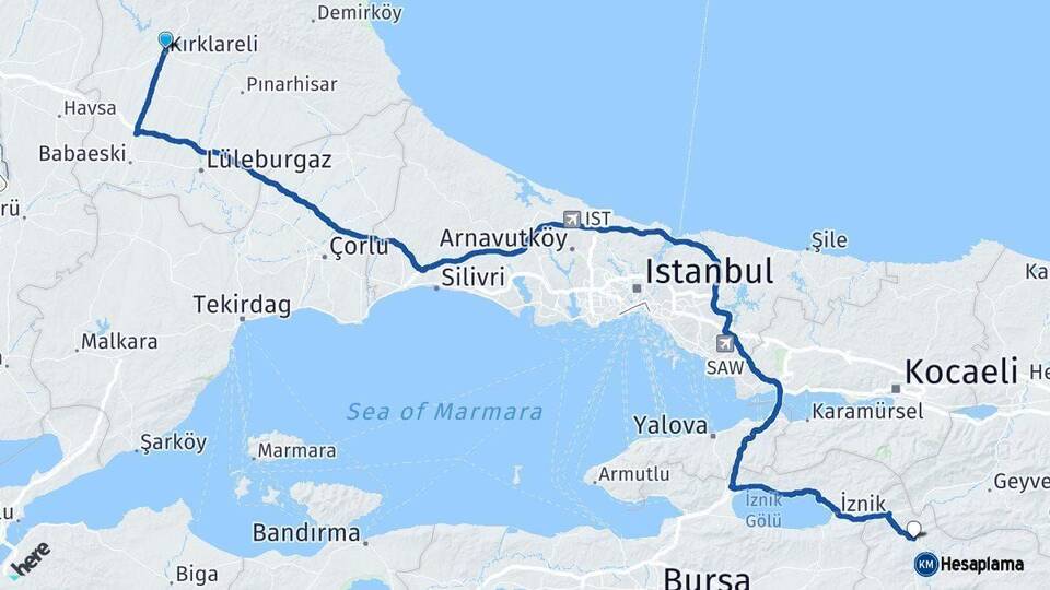 Kırklareli Osmaneli Bilecik Arası Kaç Km - Yol Haritası