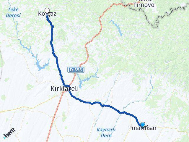 Kırklareli Pınarhisar Kofçaz Arası Kaç Km - Yol Haritası