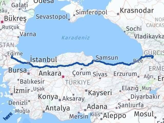 Kırklareli Posof Ardahan Arası Kaç Km - Yol Haritası