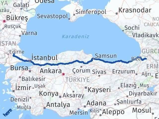 Kırklareli Şavşat Artvin Arası Kaç Km - Yol Haritası