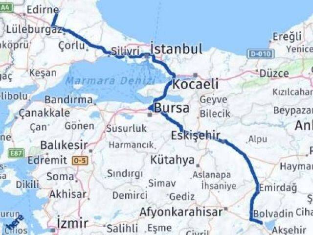 Kırklareli Sultandağı Afyonkarahisar Arası Kaç Km - Yol Haritası