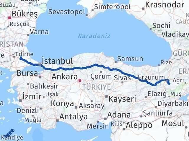 Kırklareli Tekman Erzurum Arası Kaç Km - Yol Haritası