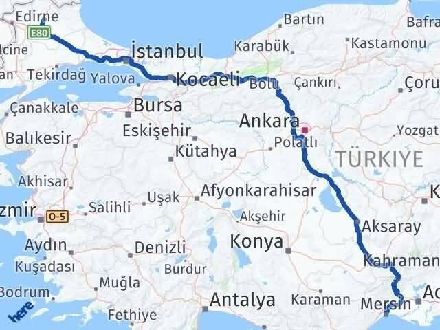 Kırklareli Toroslar Mersin Arası Kaç Km - Yol Haritası