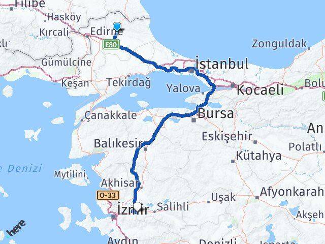 Kırklareli Turgutlu Manisa Arası Kaç Km - Yol Haritası