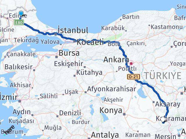 Kırklareli Ulukışla Niğde Arası Kaç Km - Yol Haritası