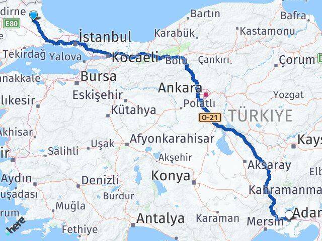 Kırklareli Vize Adana Arası Kaç Km - Yol Haritası