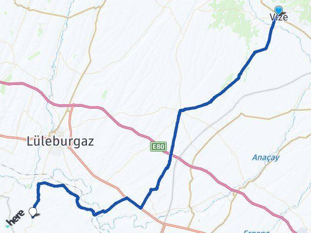 Kırklareli Vize Alacaoğlu Lüleburgaz Arası Kaç Km - Yol Haritası