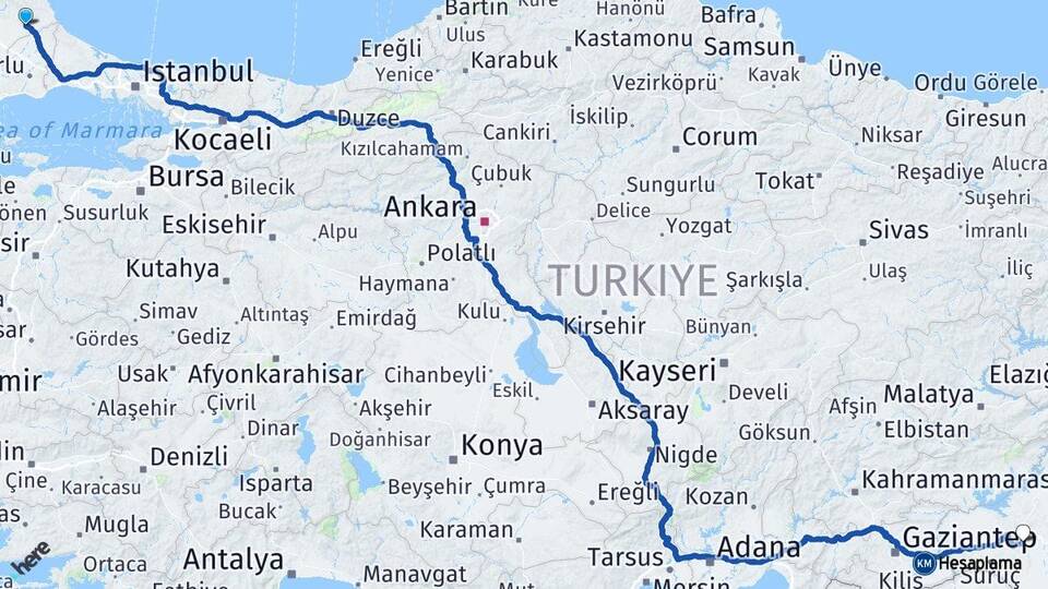Kırklareli Vize Şanlıurfa Arası Kaç Km - Yol Haritası