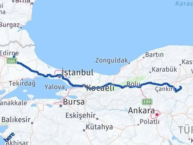 Kırklareli Yapraklı Çankırı Arası Kaç Saat? Yol Haritası, Yakıt, Rota ve Mesafe Hesaplama Kırklareli Yapraklı Çankırı Arası Kaç Km? Kaç Saat? Yol Haritası