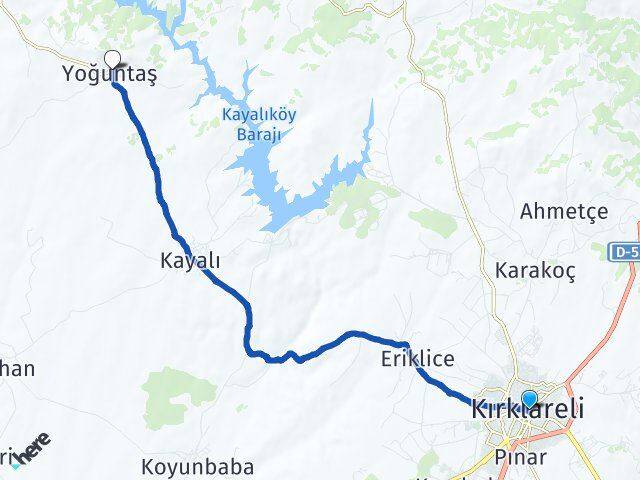 Kırklareli Yoğuntaş Arası Kaç Km - Yol Haritası