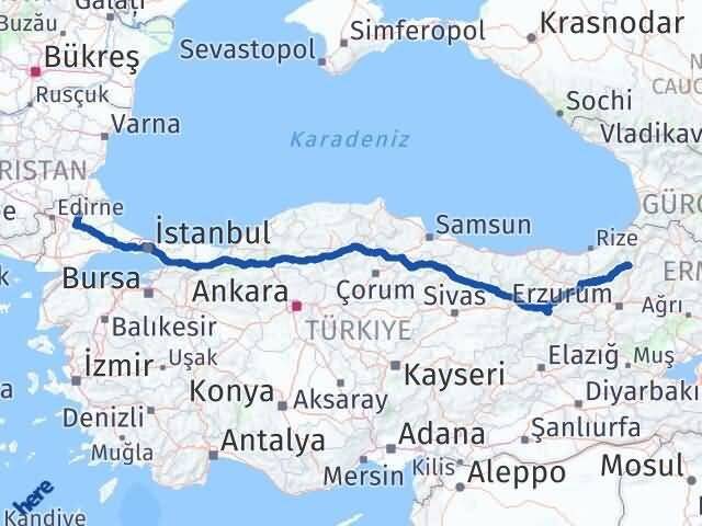 Kırklareli Yusufeli Artvin Arası Kaç Km - Yol Haritası