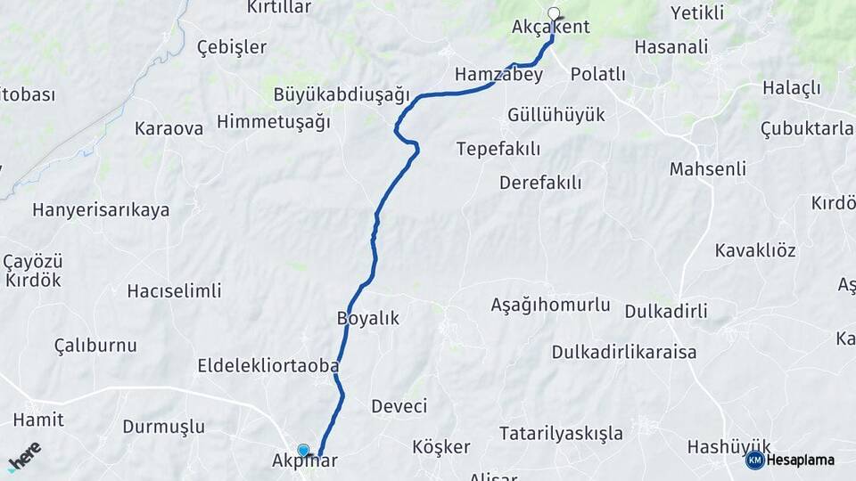 Kırşehir Akpınar Akçakent Arası Kaç Km - Yol Haritası