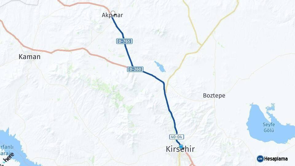 Kırşehir Akpınar Arası Kaç Km - Yol Haritası