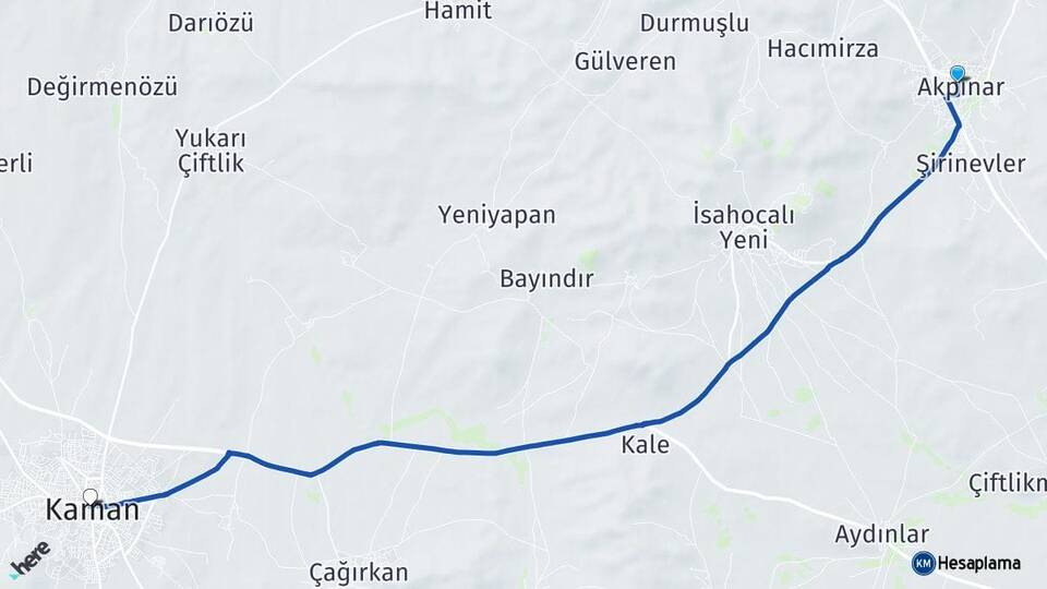 Kırşehir Akpınar Kaman Arası Kaç Km - Yol Haritası