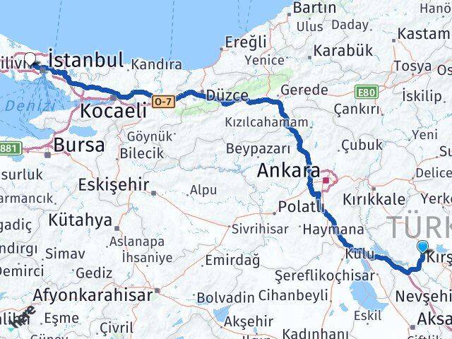 Kırşehir Başakşehir İstanbul Arası Kaç Km - Yol Haritası