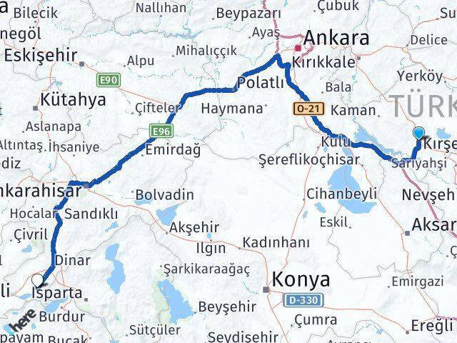 Kırşehir Başmakçı Afyonkarahisar Arası Kaç Km - Yol Haritası