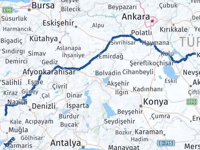 Kırşehir Bozdoğan Aydın Arası Kaç Km - Yol Haritası