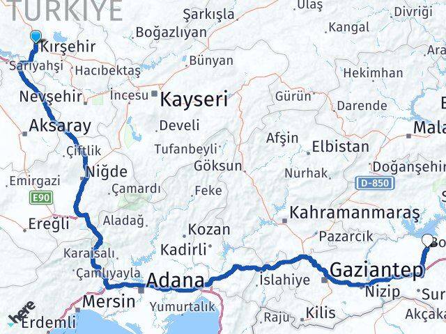 Kırşehir Bozova Şanlıurfa Arası Kaç Km - Yol Haritası