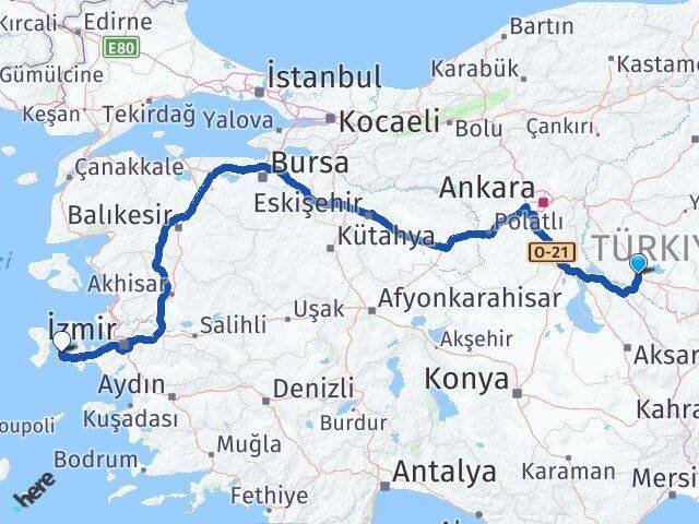 Kırşehir Çeşme İzmir Arası Kaç Km - Yol Haritası