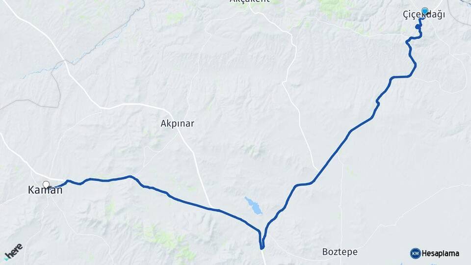 Kırşehir Çiçekdağı Kaman Arası Kaç Km - Yol Haritası