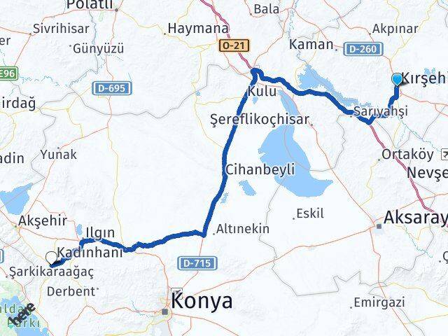 Kırşehir Doğanhisar Konya Arası Kaç Km - Yol Haritası