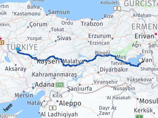 Kırşehir Edremit Van Arası Kaç Km - Yol Haritası