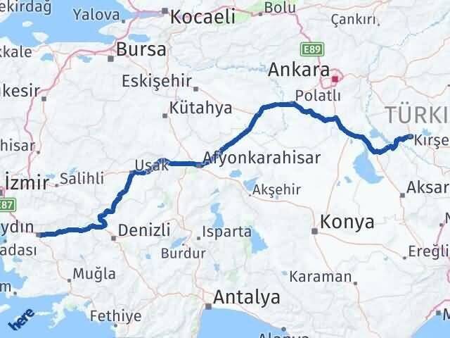 Kırşehir Efeler Aydın Arası Kaç Km - Yol Haritası