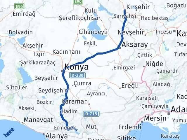 Kırşehir Ermenek Karaman Arası Kaç Km - Yol Haritası