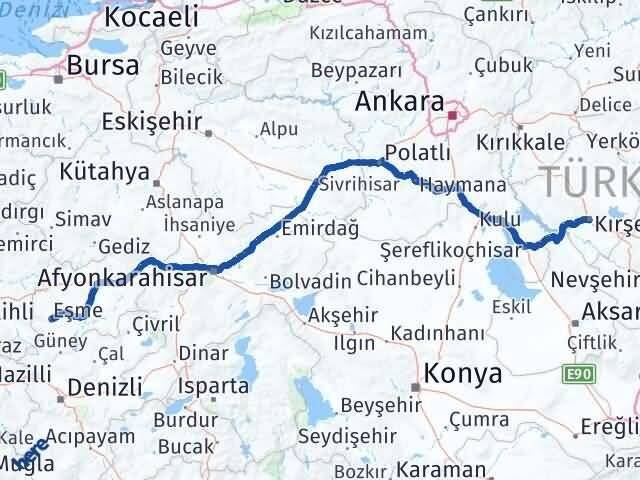 Kırşehir Eşme Uşak Arası Kaç Km - Yol Haritası