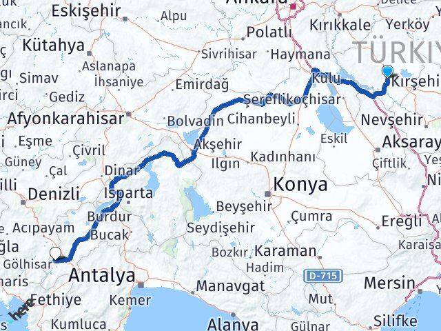 Kırşehir Gölhisar Burdur Arası Kaç Km - Yol Haritası