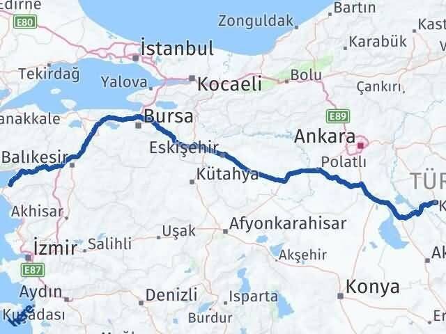 Kırşehir Gömeç Balıkesir Arası Kaç Km - Yol Haritası