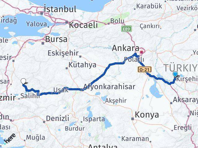 Kırşehir Gördes Manisa Arası Kaç Km - Yol Haritası