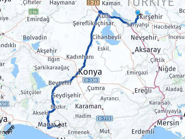 Kırşehir Gündoğmuş Antalya Arası Kaç Km - Yol Haritası