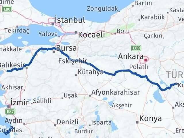 Kırşehir Havran Balıkesir Arası Kaç Km - Yol Haritası