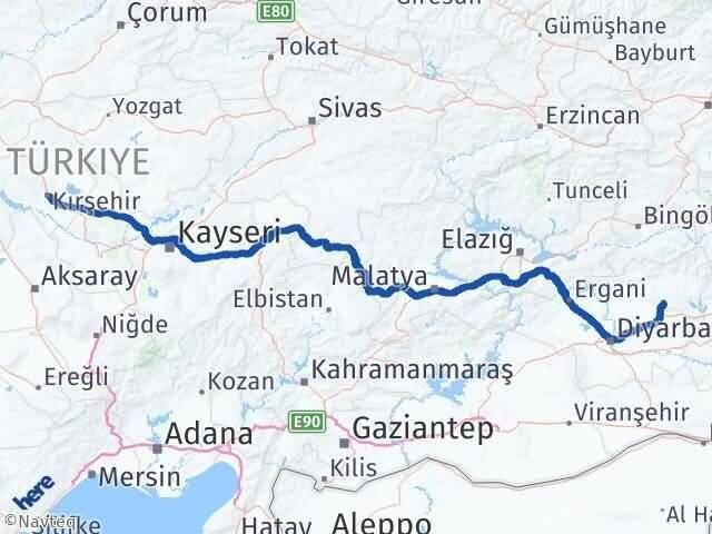 Kırşehir Hazro Diyarbakır Arası Kaç Km - Yol Haritası
