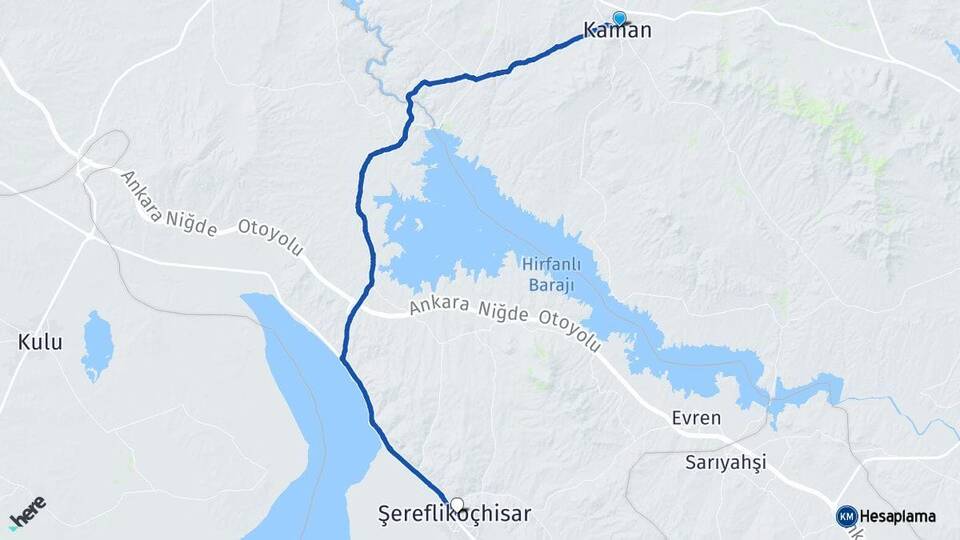 Kırşehir Kaman Şereflikoçhisar Ankara Arası Kaç Km - Yol Haritası