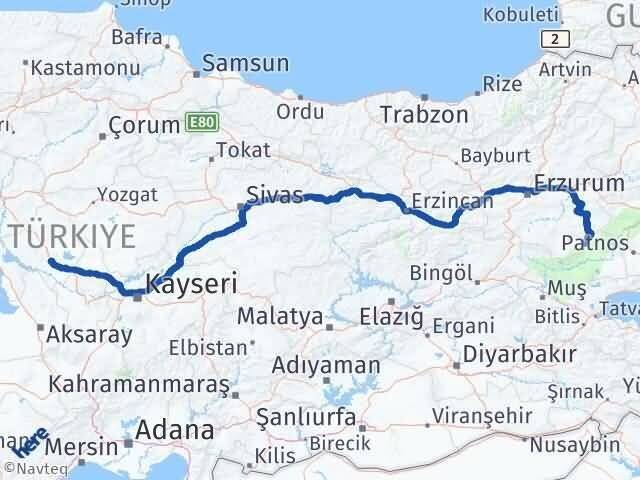 Kırşehir Karaçoban Erzurum Arası Kaç Km - Yol Haritası