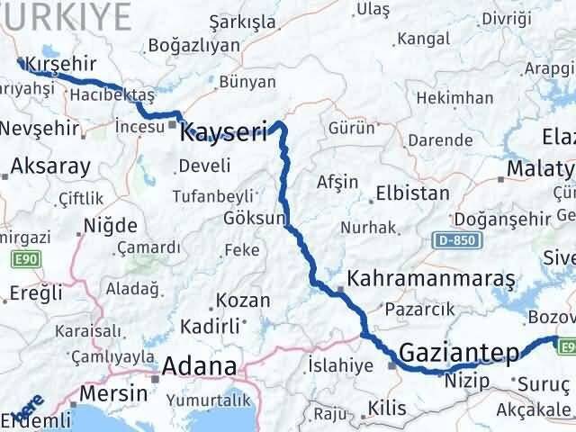 Kırşehir Karaköprü Şanlıurfa Arası Kaç Km - Yol Haritası
