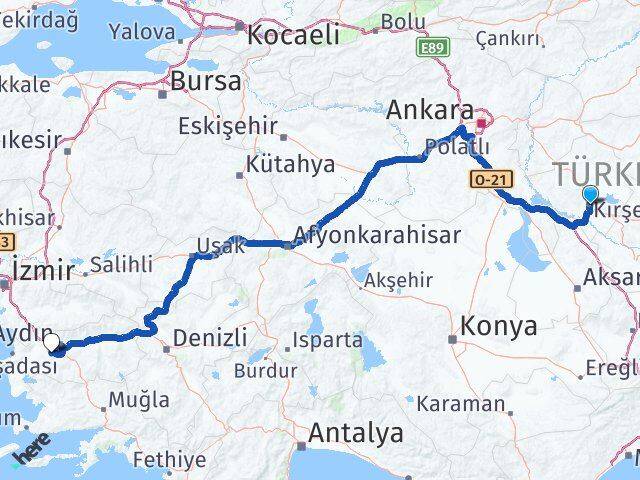 Kırşehir Koçarlı Aydın Arası Kaç Km - Yol Haritası