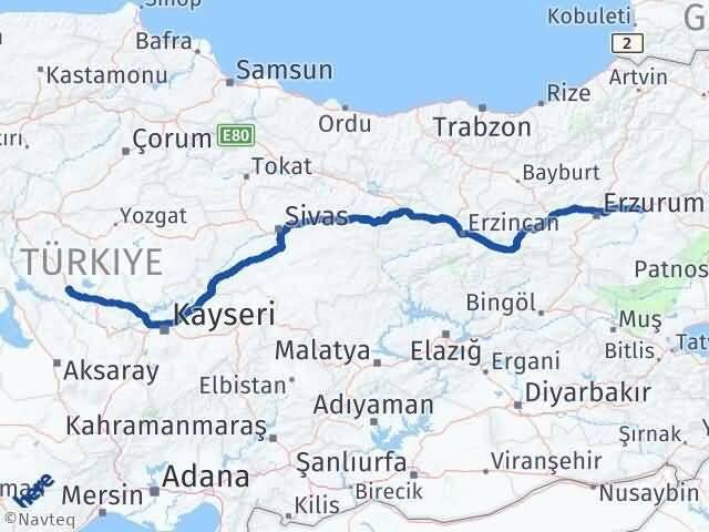 Kırşehir Köprüköy Erzurum Arası Kaç Km - Yol Haritası