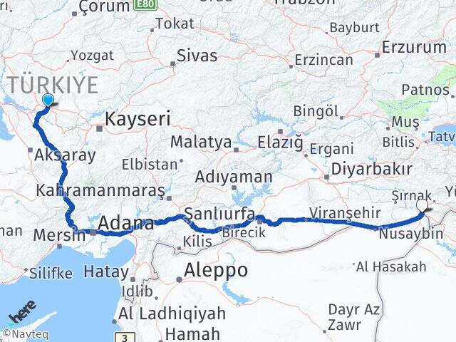Kırşehir Mucur Cizre Şırnak Arası Kaç Km - Yol Haritası