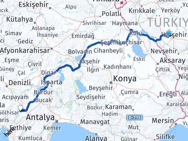 Kırşehir Mucur Gölhisar Burdur Arası Kaç Km - Yol Haritası