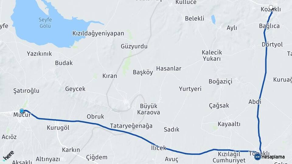 Kırşehir Mucur Kozaklı Nevşehir Arası Kaç Km - Yol Haritası
