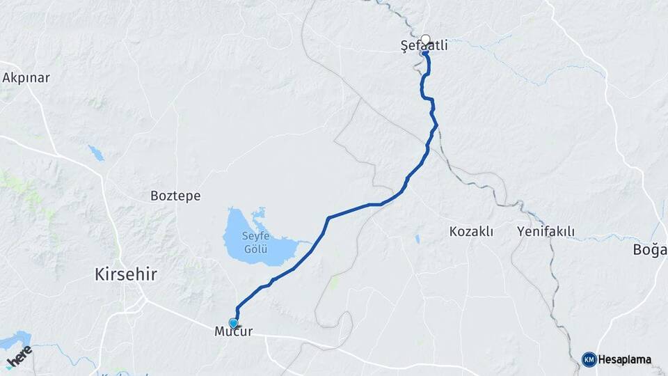 Kırşehir Mucur Şefaatli Yozgat Arası Kaç Km - Yol Haritası