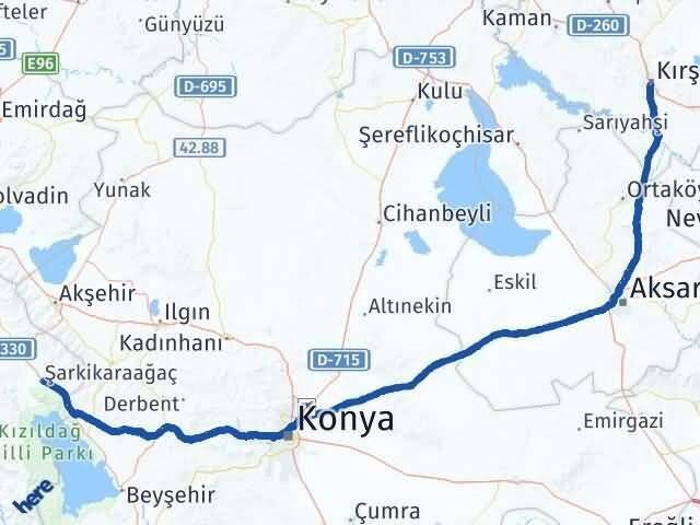 Kırşehir Şarkikaraağaç Isparta Arası Kaç Km - Yol Haritası